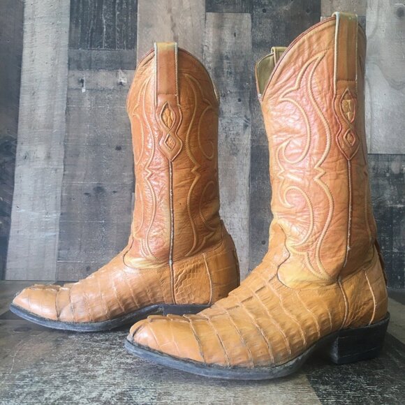 Los Altos Vintage Caiman Tail Western Cowboy Boots Mens 9 EE - Picture 5 of 12